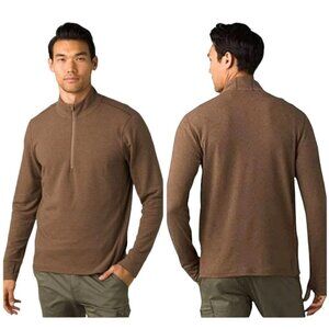 Prana‎ Brown Camel Quarter Zip Pullover Altitude Tracker Top Size XXL